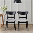 Cole Dining Chair Set of 2- Curved Open Back- Gray Padded Seat- Black