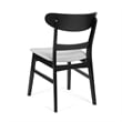 Cole Dining Chair Set of 2- Curved Open Back- Gray Padded Seat- Black