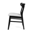 Cole Dining Chair Set of 2- Curved Open Back- Gray Padded Seat- Black