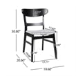 Cole Dining Chair Set of 2- Curved Open Back- Gray Padded Seat- Black