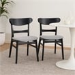 Cole Dining Chair Set of 2- Curved Open Back- Gray Padded Seat- Black