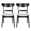 Cole Dining Chair Set of 2- Curved Open Back- Gray Padded Seat- Black