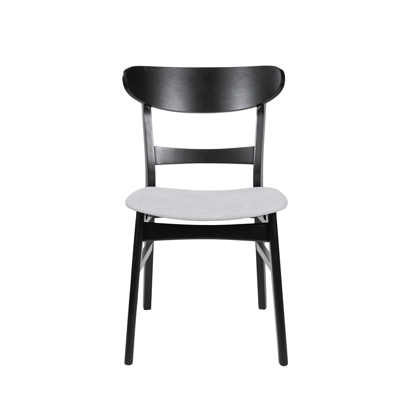 Cole Dining Chair Set of 2- Curved Open Back- Gray Padded Seat- Black