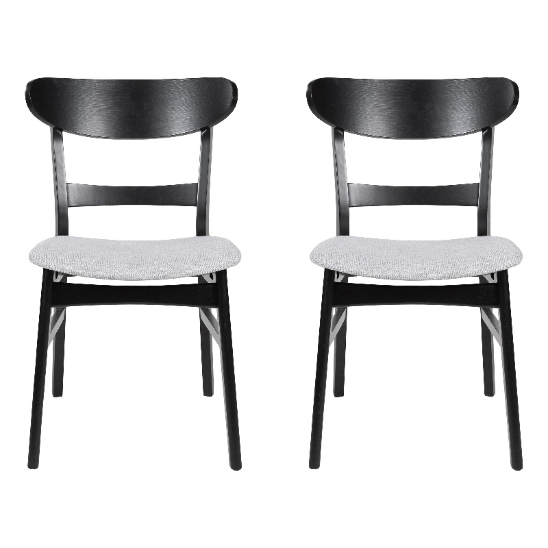 Cole Dining Chair Set of 2- Curved Open Back- Beige Padded Seat- Black