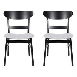 Cole Dining Chair Set of 2- Curved Open Back- Beige Padded Seat- Black