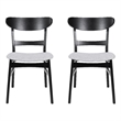 Cole Dining Chair Set of 2- Curved Open Back- Beige Padded Seat- Black