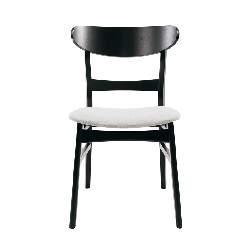 Cole Dining Chair Set of 2- Curved Open Back- Beige Padded Seat- Black
