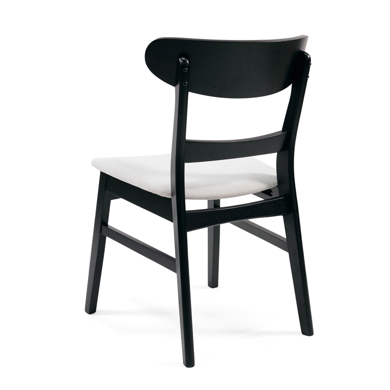 Cole Dining Chair Set of 2- Curved Open Back- Beige Padded Seat- Black