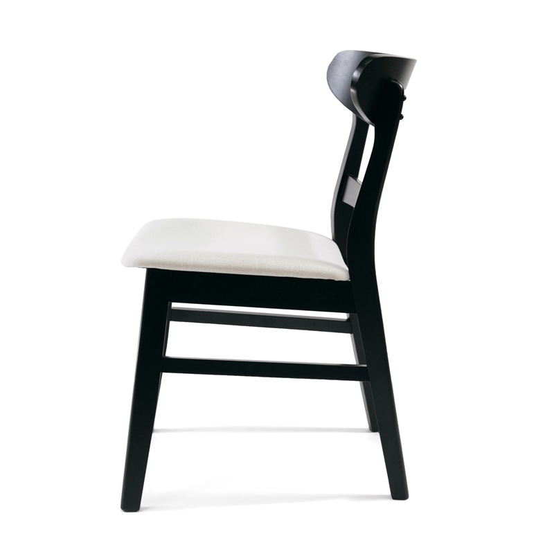 Cole Dining Chair Set of 2- Curved Open Back- Beige Padded Seat- Black