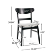 Cole Dining Chair Set of 2- Curved Open Back- Beige Padded Seat- Black