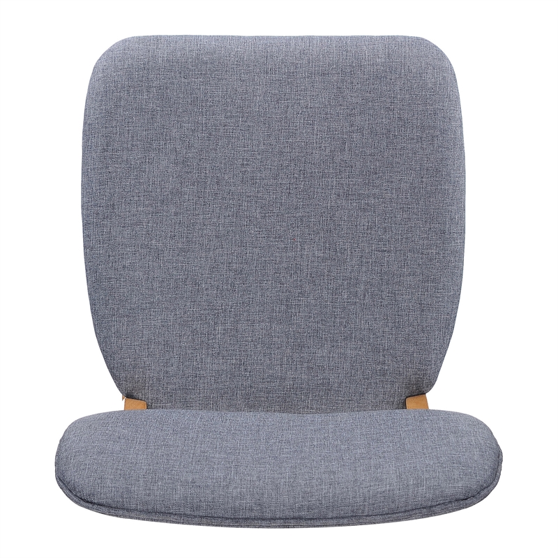 Cota Side Chair Set of 2- Gray Padded Back and Seat- Natural Brown