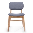 Cota Side Chair Set of 2- Gray Padded Back and Seat- Natural Brown