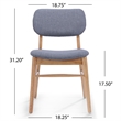 Cota Side Chair Set of 2- Gray Padded Back and Seat- Natural Brown