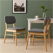 Cota Side Chair Set of 2- Gray Padded Back and Seat- Natural Brown