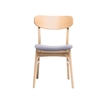 Dining Chair Set of 2- Gray Padded Seat- Natural Brown Splayed Legs