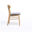 Dining Chair Set of 2- Gray Padded Seat- Natural Brown Splayed Legs