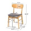 Dining Chair Set of 2- Gray Padded Seat- Natural Brown Splayed Legs