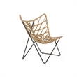 Fordy Outdoor Chair Set of 2- Curved Seat- Brown Rattan- Black Metal