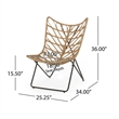 Fordy Outdoor Chair Set of 2- Curved Seat- Brown Rattan- Black Metal