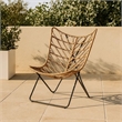 Fordy Outdoor Chair Set of 2- Curved Seat- Brown Rattan- Black Metal