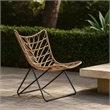 Fordy Outdoor Chair Set of 2- Curved Seat- Brown Rattan- Black Metal