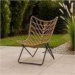 Fordy Outdoor Chair Set of 2- Curved Seat- Brown Rattan- Black Metal