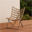 Fordy Outdoor Chair Set of 2- Curved Seat- Brown Rattan- Black Metal