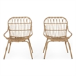 Hexy Outdoor Accent Chair Set of 2- Boho Style Faux Rattan Woven Brown