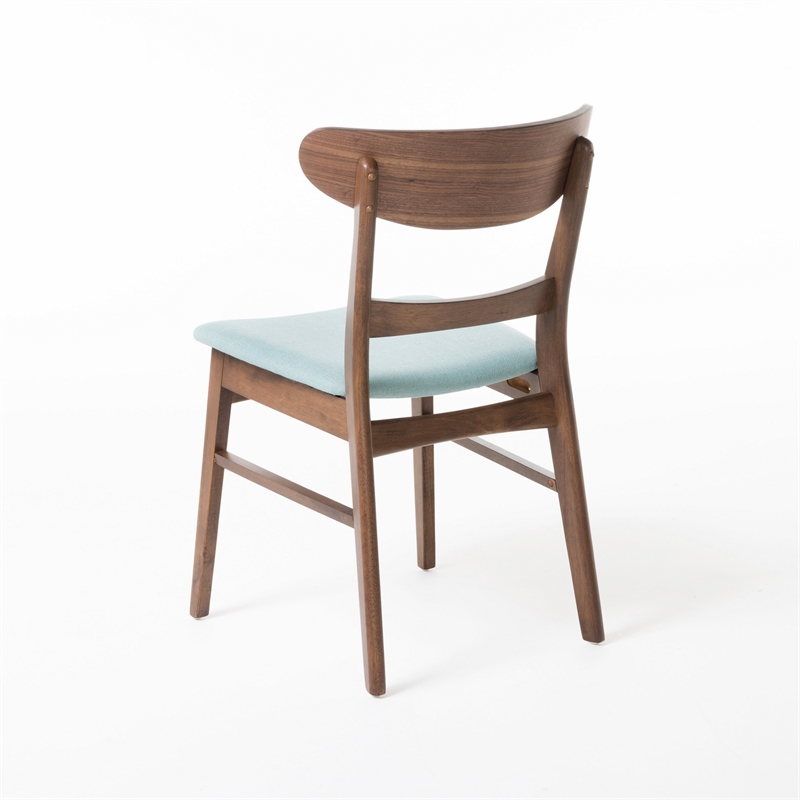 Cole Dining Side Chair Set of 2- Open Curved Back- Mint Green- Brown