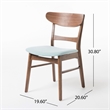 Cole Dining Side Chair Set of 2- Open Curved Back- Mint Green- Brown