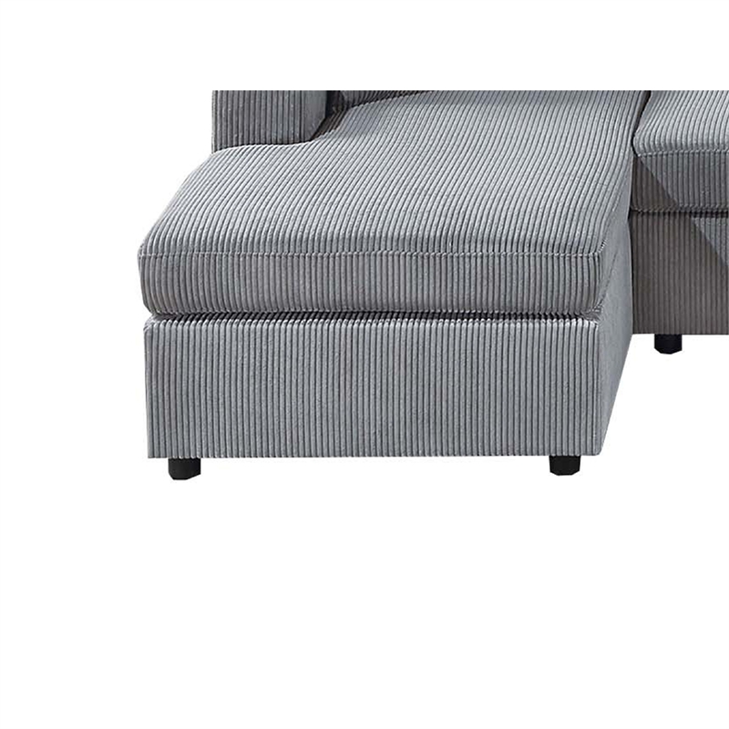 Iny U Sectional Sofa Chaise Armless Chair Set- 2 Pillows- Fog Gray