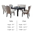 Bega 6pc Dining Table- Bench- Wingback Chair Set- Beige- Black Wood