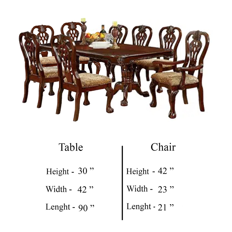 Mina 9pc Dining Table and Chair Set- 72-90 Inch Extendable Top- Brown