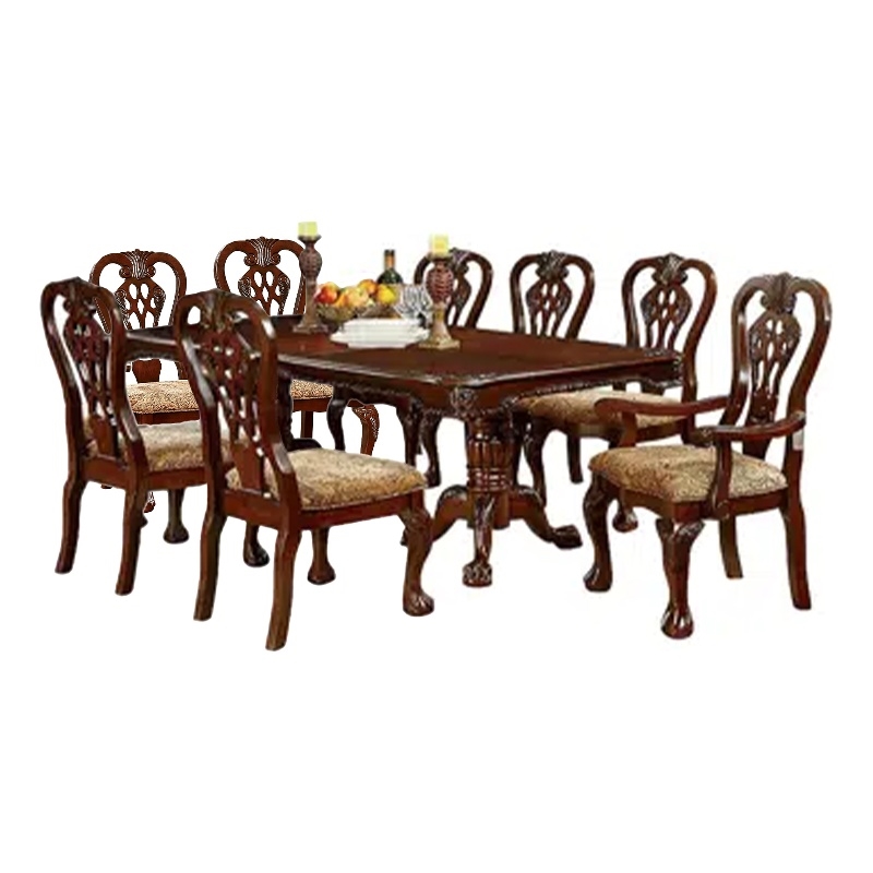 Mina 9pc Dining Table and Chair Set- 72-90 Inch Extendable Top- Brown
