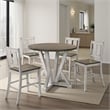 Koe 5pc Counter Height Round Table- Chair Set- White Brown Solid Wood