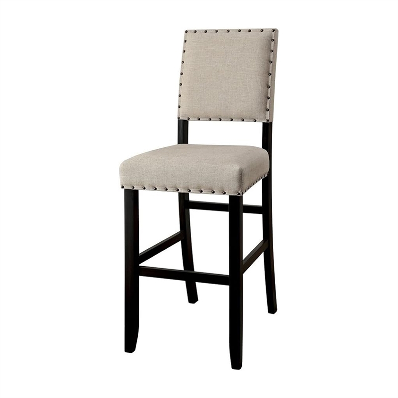 Bega 5pc Bar Height Table and Chair Set- Ivory- Black Solid Wood