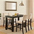 Bega 5pc Bar Height Table and Chair Set- Ivory- Black Solid Wood