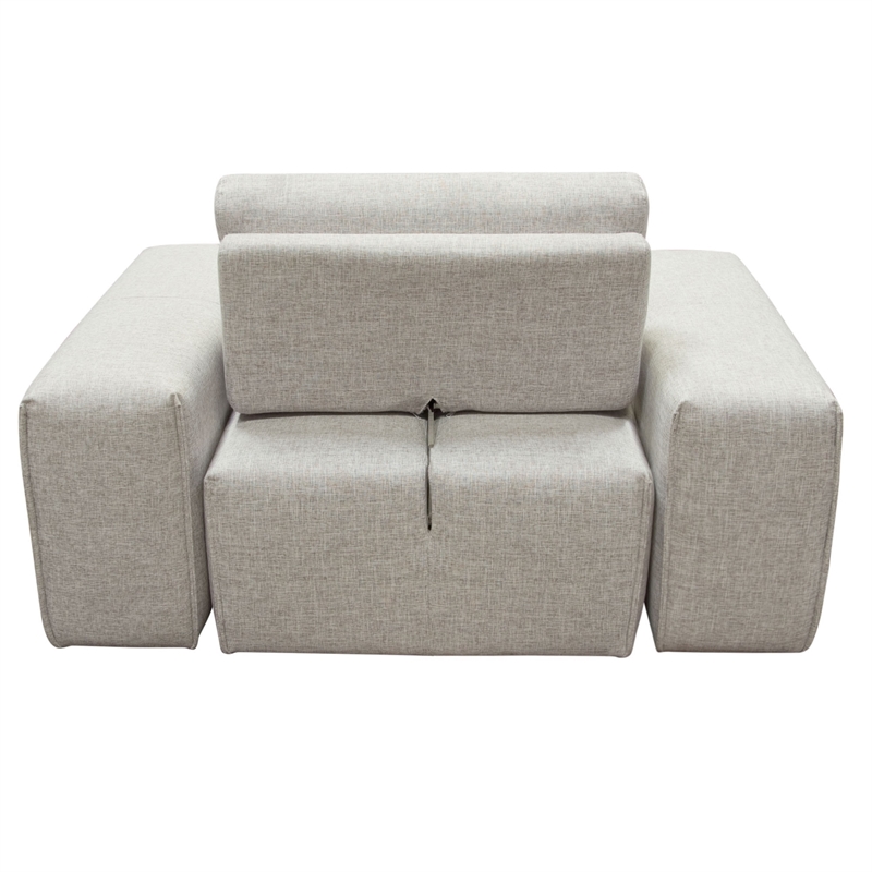 Joa Oversized Modular Chair w Adjustable Back- Light Greige Polyester