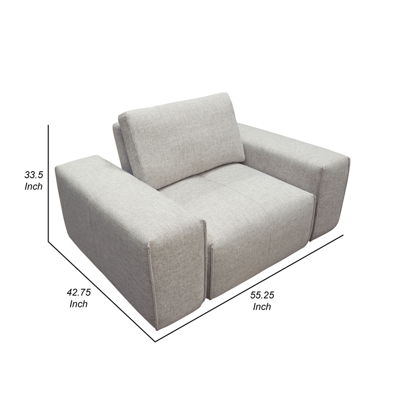 Joa Oversized Modular Chair w Adjustable Back- Light Greige Polyester