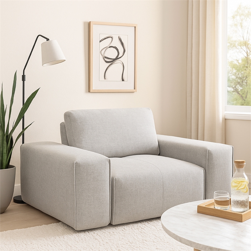 Joa Oversized Modular Chair w Adjustable Back- Light Greige Polyester