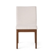 Jimi Dining Side Chair Set of 2- Light Beige Fabric- Brown Wood Legs