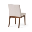 Jimi Dining Side Chair Set of 2- Light Beige Fabric- Brown Wood Legs