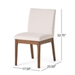 Jimi Dining Side Chair Set of 2- Light Beige Fabric- Brown Wood Legs