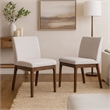 Jimi Dining Side Chair Set of 2- Light Beige Fabric- Brown Wood Legs