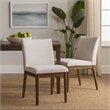 Jimi Dining Side Chair Set of 2- Light Beige Fabric- Brown Wood Legs