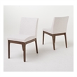Jimi Dining Side Chair Set of 2- Light Beige Fabric- Brown Wood Legs