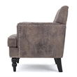 Lit Accent Chair with Gray Fabric Microfiber- Button Tufted Design