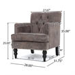 Lit Accent Chair with Gray Fabric Microfiber- Button Tufted Design