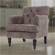 Lit Accent Chair with Gray Fabric Microfiber- Button Tufted Design