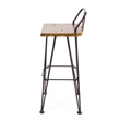 Rih Barstool Low Back Chair Set of 2- Black Metal- Brown Acacia Wood